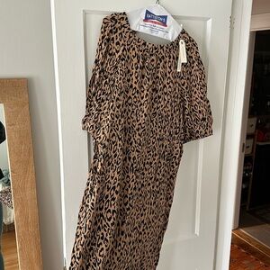 NWT Anthro leopard midi dress